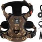 IVY&LANE No Pull Dog Harness with Leash Set, Reflective No Choke Pet Vest,Adjustable Oxford Dog Vest Harness with Easy Control Handle for Large Dogs (Dark Brown,L)