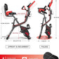 pooboo Folding Exercise Bike, Foldable Upright Stationary Bike, Indoor Cycling Magnetic X-Bike with 8-Level Adjustable Resistance, 6.6 LBS Flywheel, 300LB Capacity, Bottle Holder & Back Support Cushion for Home Gym