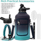 Insulated Water Bottle | Thickened Stainless Steel Vacuum Metal | Portable Sports Half Gallon Large Water Jug for Gym and Hiking with Straw, Carrier Bag, Handle Strap | BPA-Free 64 oz