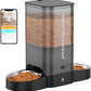 HoneyGuaridan 5L Automatic Cat Feeder for Two Cats, 5G WiFi Smart Feed Pet Feeder with Stainless Steel Bowl,APP Control Dispenser, Dual Power Supply,Desiccant Bag,10s Meal Call Black