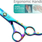 Fenice Peak Green Dog Grooming Scissors Set Straight Thinning Curved and Chunker Shears 4PCS Kit with Simulated Emerald Screw 440C Trimming Shears Durable and Sharp