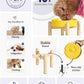 LE TAUCI Ceramic Slow Feeder Puzzle Bowl Elevated 1.5 Cup with Wooden Stand for Small & Medium Dog, Fast Eater Food Bowl, Star Yellow