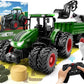 Remote Control Tractor Toy, Kids RC Tractor Set & Truck and Trailer Front Loader - Metal Car Head/8 Wheel/Light, Toddlers Farm Vehicle Toys for 3 4 5 6 7 8 9 Year Old Boys Girls Birthday Gift