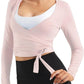 Women Tie Front Shrug Long Sleeve Bolero Cardigan Lightweight Casual Tops