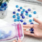 FUTUREPLUSX 1LB Iridescent Flat Glass Marbles, Blue Mixed Glass Beads Vase Fillers Decorative Gem Pebbles Sparkling Floral Fish Tank Rocks for Vases Table Scatter Aquarium Decor DIY Craft