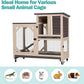Rabbit Hutch Indoor for 2-4 Rabbits & Guinea Pigs，Bunny Cage with Slide-Out Plastic Trays，Wooden Small Animal Cage for Rabbits, Bunnies, and Guinea Pigs (Dark Brown)