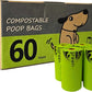 60 Count Compostable Dog Poop Bags, Extra Thick, Leak Proof, Unscented, Eco-Friendly, 9 x 13 Inches