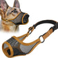 LUCKYPAW Dog Muzzle, Mesh Muzzle for Large Medium Small Dogs, Soft Mouth Guard for Biting Chewing, Breathable Mouth Guard with Adjustable Strap for Training(Brown, XL(Snout:11"-12.25"))