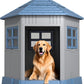 DRATO Dog House Indoor Outdoor Durable Large Dog Shelter with Outside Dog Kennel with Window and Elevated Floor for Small Medium Dogs (Blue, 34.8 * 30.51 * 36.89)