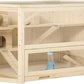 PawHut Wooden Large Hamster Cage Small Animal Exercise Play House 3 Tier with Tray, Seesaws, Water Bottle, Activity Center, Natural