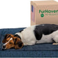 Furhaven Cooling Gel Dog Bed for Medium/Small Dogs w/ Removable Bolsters & Washable Cover, For Dogs Up to 35 lbs - Plush & Almond Print L Shaped Chaise - Blue Almonds, Medium