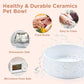 SPUNKYJUNKY Elevated Dog Bowls Ceramic, 8.3'' Dogs Food Water Bowls Raised with Non-Slip Bamboo Stand for Large Sized Breed Microwave Dishwasher Safe - 60 OZ,Paw White