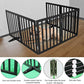 ZJSF Freestanding Indoor Dog Gate for House Foldable Wood Puppy Gate for Doorways Pet Gate for Stairs Extra Wide Pet Fence, Black, 24" Height 6 Panels