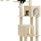 Cat Tree for Indoor Cats, Multi-Level Cat Tower with Sisal Scratching Posts, Padded Platform, Multi-Level Cat Condo w/Soft Bed & Scratching Pad, 2 Pompoms, Sturdy Base, Beige
