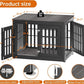 38" Heavy Duty Dog Crate Furniture for Small,Medium and Large Dogs,Rustic Wooden Dog Cage Kennel Indoor Furniture with Waterproof Top,Decorative Pet House Side End Table (Black & Grey)