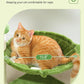 Small Cat Tree, 28" Cat Tower with Sisal Scratching Posts and Coconut Leaves for Indoor Small Cats, Large Hammock and Dangling Ball for Kittens, Green