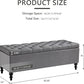 Ottoman with Storage,50.2-inch Upholstered End of Bed Storage Bench for Bedroom,for The Living Room,for Entryway, with Button and Safety Hinges,Detachable (Grey)