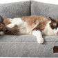 Hollypet Fluffy Plush Pet Cat Couch Soft Calming Pet Sofa Bed for Medium Small Cats and Dogs, Silver Gray