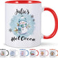 Custom Hot Cocoa Mugs Personalized Christmas Coffee Mugs with Name Customized Hot Chocolate Mug for Kids 11 oz Winter Holiday Cups Xmas Snowman Reindeer Mug Christmas Gifts for Family Boys Girls
