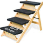 BRIKY 2-in-1 Dog Stairs/Ramp with 4 Steps, Foldable Dog Stairs for High Beds Cars Couch, Durable Wooden Pet Stairs for Small Medium Large Dogs, No Assembly Required