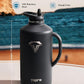 128 oz Insulated Water Bottle with Straw and Lid, One Gallon Stainless Steel Cup with Handle,Leakproof Metal Travel Jug Flask Mug Tumbler Cup With Carry Pouch and Brush,Keep Cold & Hot,Black