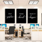 Work Hard Canvas Wall Art - Success Quote, Office Decor - Black Large Poster, Positive Motivational Set of 3 Prints (16x24in x 3pcs)