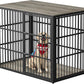 48'' XXL Dog Crate Furniture with 3 Doors, Wooden Crate End Table Heavy Duty Indoor Combination Cage for Medium to Large Dogs, Multiple Units Can be Combined, Grey