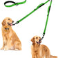 PetBonus Double Dog Leash, No Tangle Dual Leash, Reflective Walking Training Lead, 4 Comfortable Padded Handles for 2 Dogs with Collapsible Bowl and Waste Bags (Grass Green, Large)