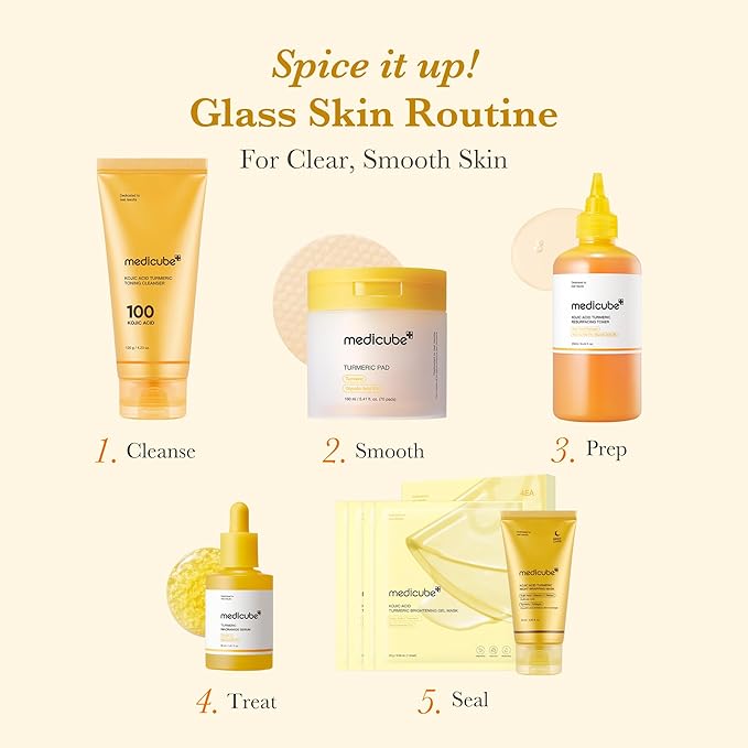 medicube Turmeric Clarifying Toner Pad for Troubled Skin & Use After Spot Care | Soothing & Calming with Turmeric, Niacinamide, Glycolic Acid | Korean Skin Care, 70 Pads