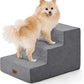 Dog Stairs for Bed, Dog Steps for Bed Couch Sofa, 35D Foam Pet Steps for Small Dogs and Cats, Extra Wide Pet Stairs with Non-Slip Bottom Grey, 3 Steps