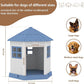DRATO Dog House Indoor Outdoor Durable Large Dog Shelter with Outside Dog Kennel with Window and Elevated Floor for Small Medium Dogs (Blue, 34.8 * 30.51 * 36.89)
