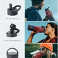 BUZIO 40 oz Water Bottle Insulated with Straw & 3 lid and Carrying Pouch, Leak Proof Anti-Slip Stainless Steel Water Flask Jug, Cold for 48 Hrs Double Vacuum Thermo Canteen, BPA-Free, Ruby Red Navy