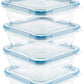 Snapware Total Solutions (5-Pack, 4 Cup) Glass Food Storage Containers Set, Airtight & Leakproof Locking BPA-Free Lids, Freezer Dishwasher Microwave Safe
