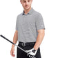 Mens Golf Shirt Moisture Wicking Dry Fit Performance Sport Short Sleeve Striped Golf Polo Shirts for Men