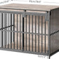 HOOBRO Dog Crate Furniture, 36.6" Heavy Duty Dog Kennel with Sliding Barn Door, Wooden Dog Cage Indoor, Decorative Side End Table for Small/Medium Dogs, Greige and Black GY162GW03G1