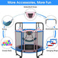 YORIN Trampoline for Kids 66'' 60'' 55'' Toddler Mini Small Trampoline Outdoor Indoor Trampoline W Basketball Hoop, Swing, Adjustable Gymnastics Bar, Gift for Baby, Toddlers & Kids