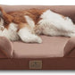 Bedfolks Orthopedic Dog Bed, Waterproof Dog Sofa Bed for Medium Dogs, Egg Foam Pet Couch Bed with Removable Washable Cover and Nonslip Bottom, Brown