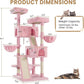 SHA CERLIN 65in Larger Cat Tree Tower Condo for Indoor Kitties/Multi-Level Furniture Activity Center with Wide Base/Cozy Plush Cat Perches/Baskets/Sisal Scratching Posts and Hammock/Pink
