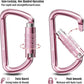 FresKaro 3inch 12kN-2698lbs Auto Locking Carabiner Clips, Solid D Shape, Heavy Duty 7075 Aluminum, Lightweight 1.09oz, Rust Proof, for Hammock, Hiking, Dog Leash, Keychain etc., Multi-Colors