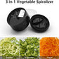 3 in 1 Vegetable Spiralizer Slicer, Adjustable Zucchini Carrot Noodle Maker, Cucumber Spiral Cutter, Easy to Use Kitchen Tool（Black）