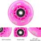 8pcs Inline Skate Wheels Led Light-Up Wheels 64/70/72/76/80mm w/Bushings 85-88A for Kids and Youth Beginners Children's Inline Skates Indoor/Outdoor Use (Pink, 64mm)