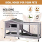 Bunny Cage Indoor and Outdoor Rabbit Hutch with Casters Waterproof Roof, Pull Out Tray from Back and Front 61.2" L x 22.6" W x 33.5" H