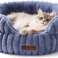 MEWOOFUN Cat Beds for Indoor Cats, Washable Dog Bed for Small Dogs, Round Pet Bed for Puppy and Kitten with Anti-Slip Bottom (Blue, 20"x20"x8")