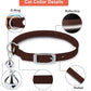 OOPSDOGGY Rolled Leather Cat Collar with Bell, Reflective Kitten Collars with Buckle Include Safety Elastic Strap - Adjustable Small Pet Collars for Boy Girl Cats (Brown)