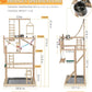 Pet Parrot Playstand Parrots Bird Playground Bird Play Stand Wood Perch Gym Playpen Ladder with Feeder Cups Bells for Cockatiel Parakeet (4 Layers)