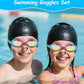 Kids Swim Goggles, Anti-fog and UV Protection with Swim Cap for Age 3-15 Youth Boys Girls Toddler