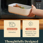 Caraway Glass Food Storage, 6.6 Cup Glass Container,Ceramic Coated Food Container,Easy to Store, Non Toxic, Non Stick Lunch Box Container with Glass Lids. Dishwasher, Oven,Square Shape,Cream