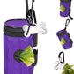 Dog Poop Bag Holder for Leash Attachment - Waste Bag Dispenser for Leash - Fits Any Dog Leash - Portable Set with Hand Free Holder Metal Carrier, Round Shape, Purple