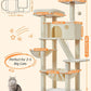 Taoqimiao Cat Tree 57.5-Inch, Cat Tower for Indoor Cats Large Adult, Extra Large Cat Condo, 8 Sisal Scratching Posts, Metal Frame Cozy Hammock, Durable Scratch Board, 2 Top Perches, Beige MS026M