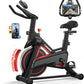 Exercise Bike, Brake Pad Stationary Bikes for Home with App Compatible, Low Noise Indoor Cycling Bike, 300lbs Capacity Compact Workout Bike with Tablet Mount & Extra Comfort Seat